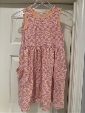 Hanna Andersson Peach Dress with Lavender Shell Pattern